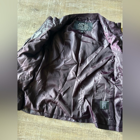 ▶️ Blanc Noir Women’s S Purple Moto Jacket Vegan Leather Full Zip Pockets NEW - Picture 10 of 16